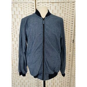 Gap Mens Lightweight Chambray Denim Bomber Jacket Sz M
